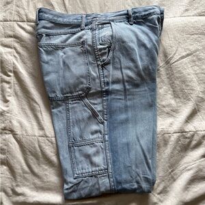 Light-wash utility jeans